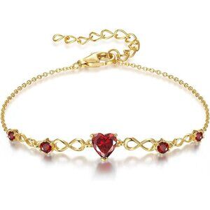 Infinity Heart 5 Birthstone Adjustable Bracelet - 18K Gold 01 Jan/07 July